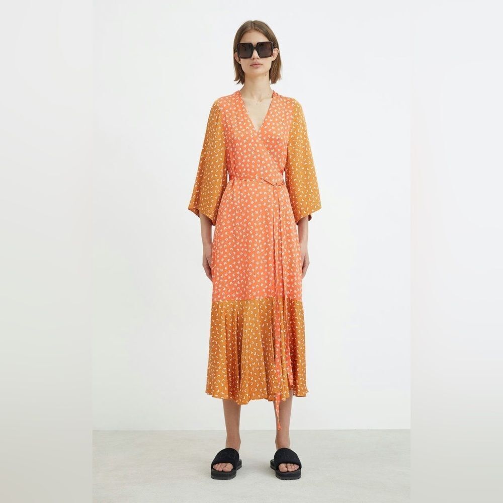 Lightweight Orange Polka Dot Midi Dress - Brand